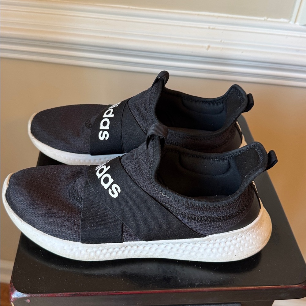 Adidas Puremotion Adapt Sneakers Core Black White Slip-On size 8.5 cloudfoam - Picture 2 of 4
